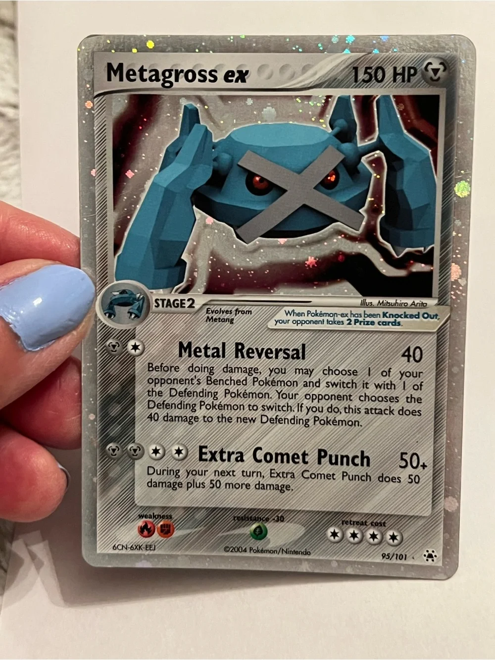 2004 Ultra Rare Metagross Ex Holo 95/101 Hidden Legends Pokémon Card